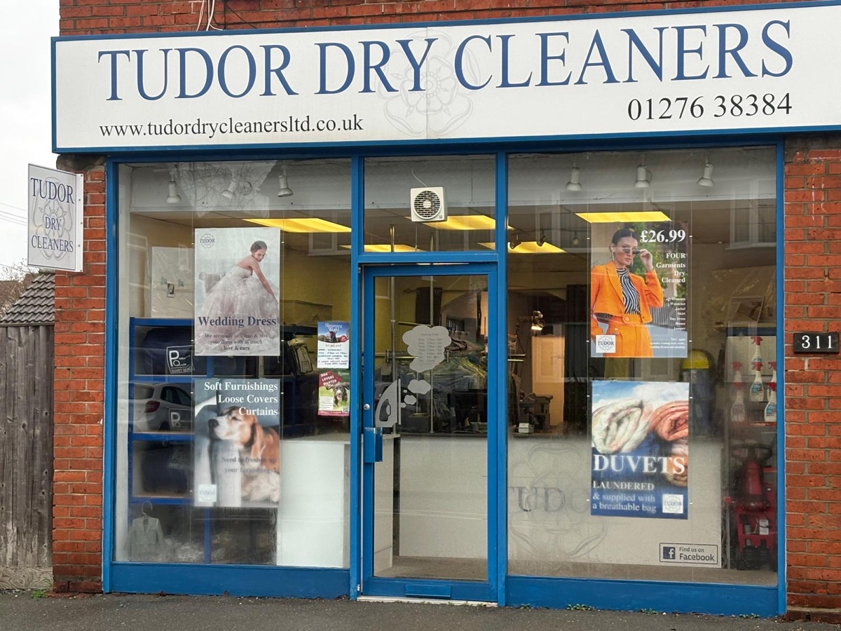 The Tudor Dry Cleaners shopfront on Yorktown Road, Sandhurst